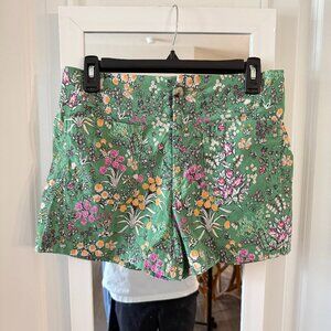 Maeve by Anthropologie Green Floral Linen-Blend Colette Shorts Size 29